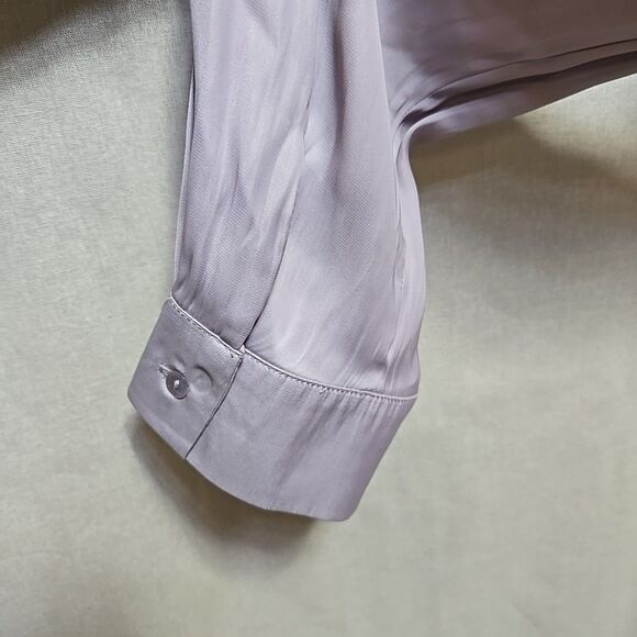 BeCool Button Up Shirt Womens Size L Satin Polyester Long Sleeve Lilac Purple - Picture 5 of 10